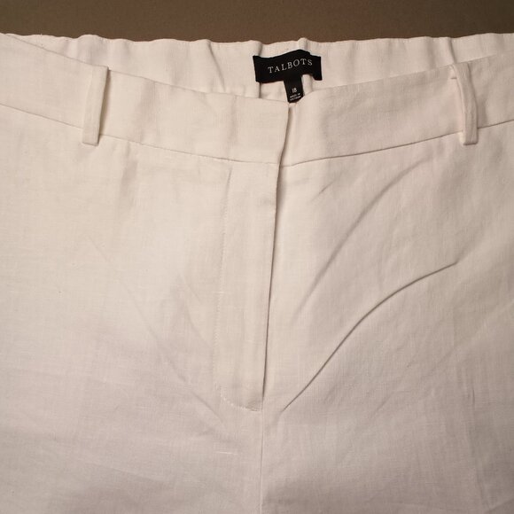 Talbots Linen Pants Size 18 High Rise Wide Leg White Color - Picture 4 of 10